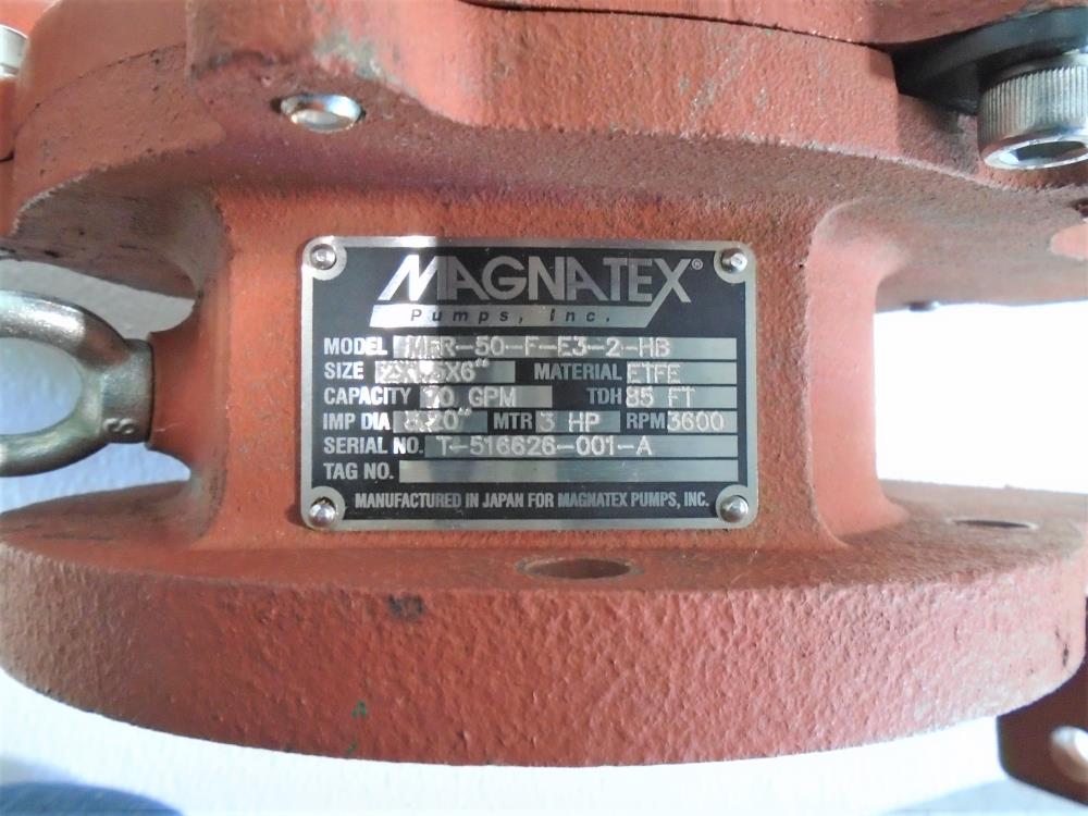 Magnatex 2" x 1-1/2" x 6" ETFE Centrifugal Pump #MER-50-F-E3-2-HB, 70 GPM